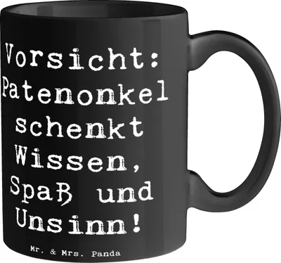 Produktbild von Mr. & Mrs. Panda Pott Spruch Patenonkel Wissen Spaß - Schwarz - Geschenk, Familie, Teepott, Teetasse, Patenschaft, Kaffeebecher, Erziehung, Tasse, Kaffeepott, Becher