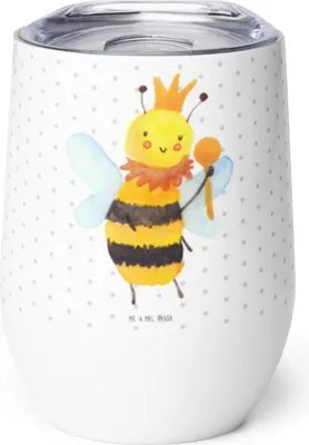 Produktbild von Mr. & Mrs. Panda thermosbecher Biene König - Weiß - Geschenk, Thermo Becher, Edelstahl Weinbecher, glühweinbecher, Thermobecher, kaffee tasse