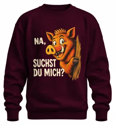 Immagine prodotto di Felpa con cappuccio, design "cinghiale", frase sarcastica, colore bordeaux, taglia M