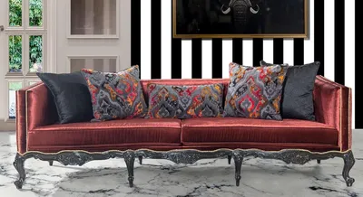 Produktbild von Casa Padrino Luxus Barock Sofa Bordeauxrot / Schwarz / Gold - Prunkvolles Wohnzimmer Sofa im Barockstil - Barock Wohnzimmer Möbel