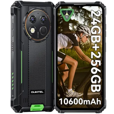 Image de OUKITEL G1 Téléphone Portable Incassable Android 15, 24 Go RAM (6+18 Go) + 256 Go, Batterie 10600 mAh, Écran 6,52", Caméra 48 MP, Vert