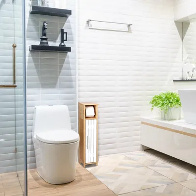 Produktbild von Badezimmerschrank mit Ablage und Toilettenpapierhalter