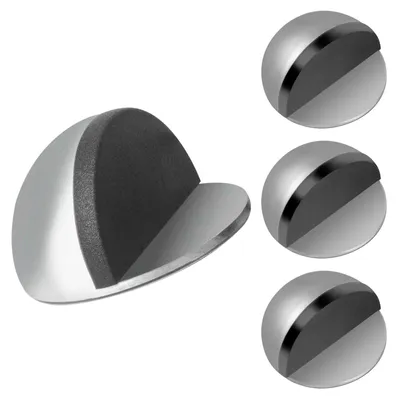 Produktbild von Selbstklebende Türstopper für Hartböden, 4 Stück, Edelstahl, mit Gummipuffern, selbstklebende Türstopper für Hartböden (silber)