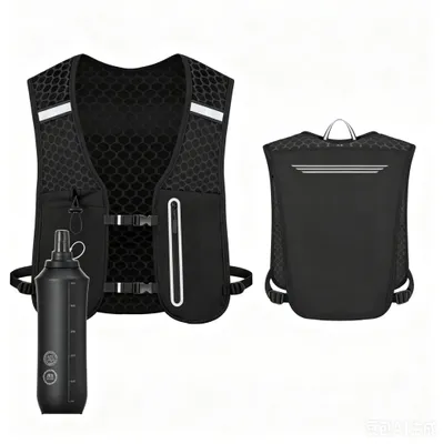 Produktbild von Laufjacke für Damen und Herren, ultraleicht, Laufjacke mit 500-ml-Trinkflasche, Trinkjacke, Laufrucksack