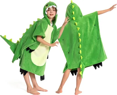 Obrázok produktu pre Detská pončo osuška s kapucňou 3-12 rokov, dinosaurus, kúpalisko