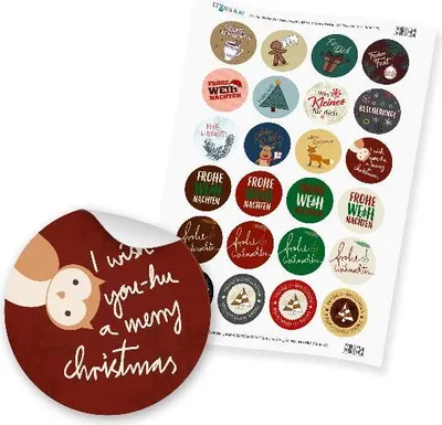 Produktbild von 24 x itenga Sticker „Weihnachten Mix“ (Motiv 47)