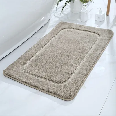 Image de Tapis de bain Tapis de sol antidérapant Absorbant l'eau Ultra doux Lavable en machine pour baignoire, douche 19.69 × 31.50 pouces,Marron