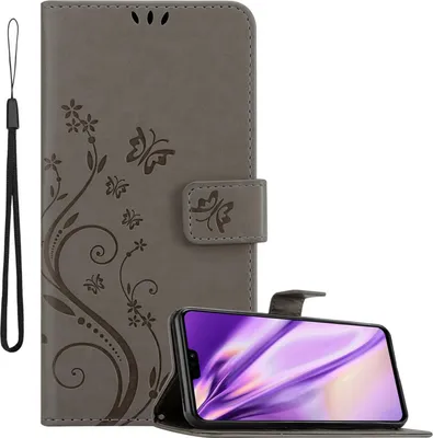 Obrázek produktu pro Cadorabo Pouzdro pro Honor 8X Ochranný kryt v šedé barvě Pouzdro na mobilní telefon Kryt Pouzdro Flowers Flower