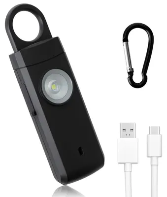 Produktbild von Persönliche Alarmanlage, Damenmodell – 130 dB – Schlüsselanhänger mit Taschenlampe – USB-C – Stroboskoplicht