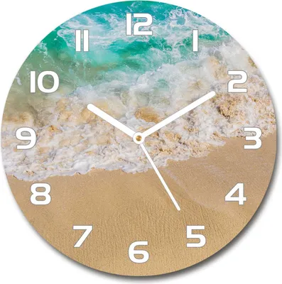 Produktbild von Wanduhr aus Glas 30fi Glasbild Glasuhr Gehärtetes Glas - weisse-zeiger - Beach and sea
