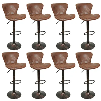 Produktbild von 8er-Set Barhocker Retro Barstuhl Bistrohocker höhenverstellbar drehbar Braun