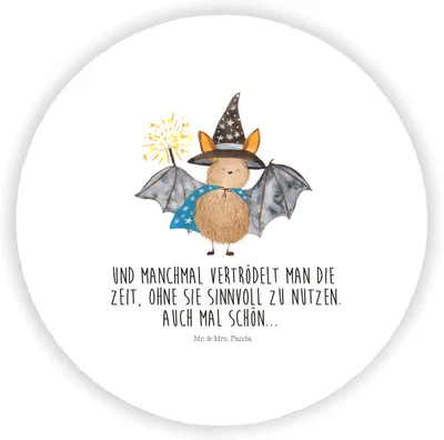 Produktbild von Mr. & Mrs. Panda Rund Magnet Fledermaus Zauberer - Weiß - Geschenk, für kühlschrank, haftmagnet, Frauen, Kühlschrankmagnet, Magier, Lustige Sprüche, mit motiv, pinnwand