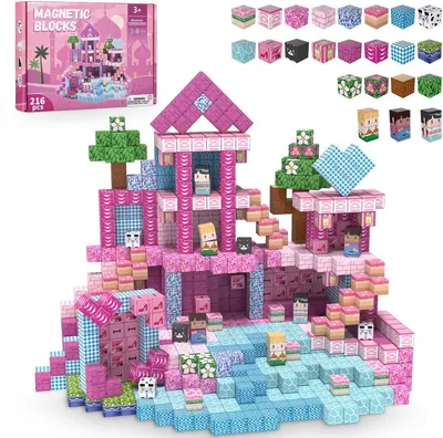 Image de Blocs magnétiques, 160 pièces – Jeu de construction STEM pour enfants : château et villa