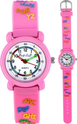 Produktbild von Pacific Time Kinder Armbanduhr Mädchen Lernuhr ABC Schule rosa 21550