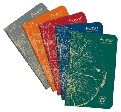 Produktbild von Forever 5x Notizheft 9x14 cm 48 Bl kariert, Weißes RC Papier 90g Sortiert 68492C