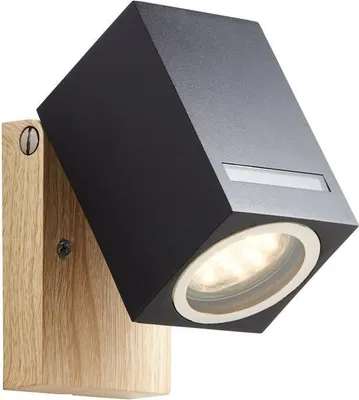 Produktbild von Außenwandleuchte GALENI, Schwarz/Natur Metall/Glas, GU10 1x20W, IP44, H10xP9xL6,5cm