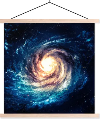 Produktbild von MuchoWow® Textilposter Sterne - Weltraum - Blau 60x60 cm mit holzfarbenen Rahmen - Wanddekoration