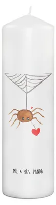 Produktbild von Mr. & Mrs. Panda Kerze Spinne Agathe Liebe 29 x 8 cm XL - Weiß - Geschenk, Wachskerze, Bedruckte, Stumpenkerze, Verliebt, Liebesbeweis, Liebesgeschenk, Erinnerungskerze