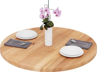 Produktbild von LAMO Manufaktur Tischplatte rund 90 cm aus Naturholz | Holzplatte für Esstisch, Küchentisch, Bistrotisch | Stärke: 40 mm | Farbe: Dunkel