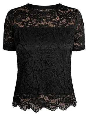 Produktbild von Hangowear Damen Shirt BONITA Schwarz im Trachtenstil mit Spitzendetails