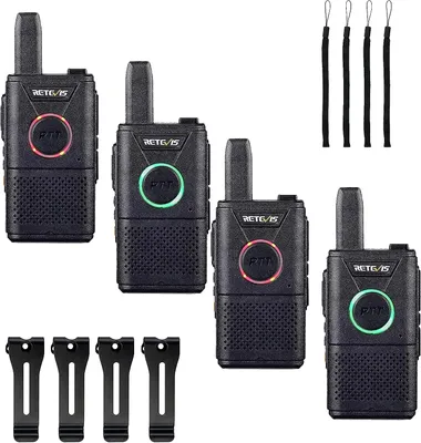 Zdjęcie produktu dla Retevis RT618 Licencja nadajnika Podwójne PTT PMR446 Dwukierunkowe radio ładowane przez USB dla rodziny Przenośny nadajnik ręczny dalekiego zasięgu na piknik kempingowy (czarny, 4 szt.)