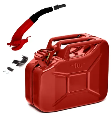 Produktbild von BW® Kraftstoffkanister Metall Benzinkanister 10 Liter mit Ausgießer - Rot RAL 3000 - UN-Zulassung - Hergestellt in Europa