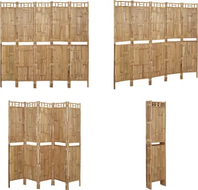 Produktbild von vidaXL 5 tlg. Raumteiler Bambus 200x180 cm - Raumteiler - Paravent - Raumtrenner - Trennwand