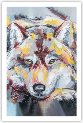 Produktbild von Poster - Poster ohne Rahmen - Öl Wolf Hund - 61x91,5 cm - Wand Bild - Wanddeko - Wandbilder - Kunstposter - Wandposter - Bilder - Kunstdruck - Wanddekoration - Wandbild - P2XPA61x91-4673