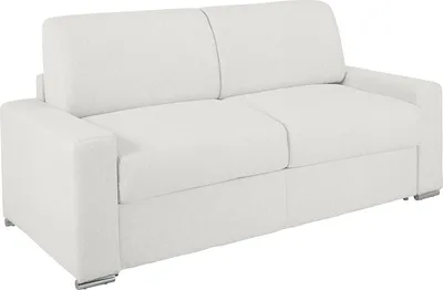 Produktbild von 4-Sitzer-Sofa mit Express-Klappmechanismus aus Ökoleder CALITO - Farbe: weiß - Maße der Liegefläche: 160 cm - Matratze 14 cm