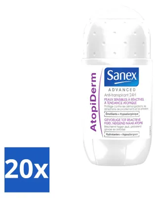 Obrázek produktu pro 20 kusů deodorantu Sanex Advanced Atopiderm pro citlivou pokožku, roll-on, 50 ml - výhodná balení - 20 kusů
