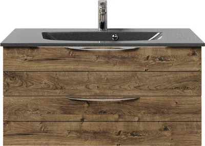Produktbild von Pelipal Badmöbel-Set Sunline 300 BxHxT 97 x 49,9 x 48 cm Frontfarbe eiche ribbeck Badmöbel-Set mit Waschtisch Mineralmar