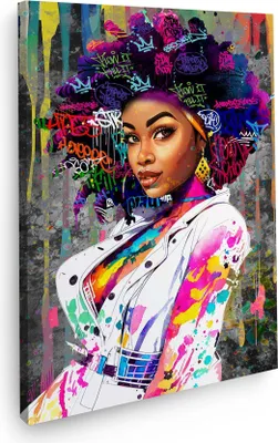 Produktbild von African Lady Pop Art Wandbild Leinwandbild Kunstdruck XL Wanddeko: 40x60x2cm
