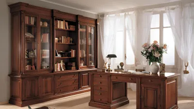 Produktbild von Büro Bücherregal Schrank Holz Büroschrank Regal Schränke Vitrine Italien Möbel