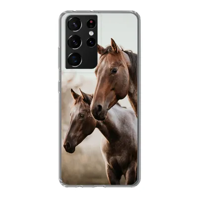 Produktbild von MuchoWow® Handyhülle Schutzhülle Hülle für Samsung Galaxy S21 Ultra Pferde - Natur - Braun Silikon Softcase Handy Hülle - Mobiltelefon