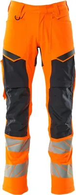 A pair of hi-vis orange and black work pants.