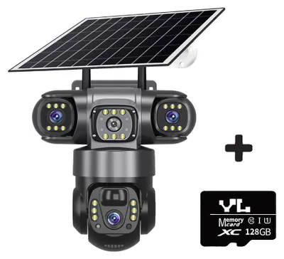 Image de Caméra de surveillance extérieure, zoom 10x, détection de mouvement, caméra WiFi, compatible avec une carte SD de 128 Go