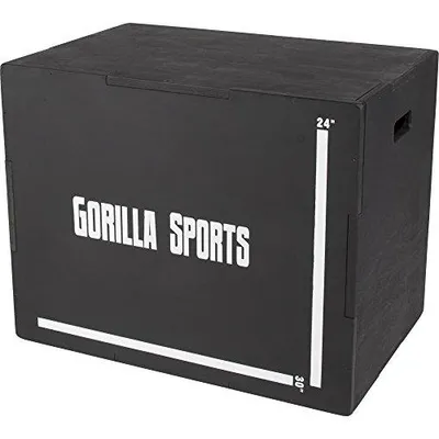 Produktbild von GORILLA SPORTS® Plyo Box - mit 3 Sprunghöhen, 76x51x60,5cm, bis 500 kg Belastbar, Holz, Schwarz - Sprungbox, Jump Box, Plyometrisches Training, Plyometric Plattform, Plyobox, Sprungkrafttraining