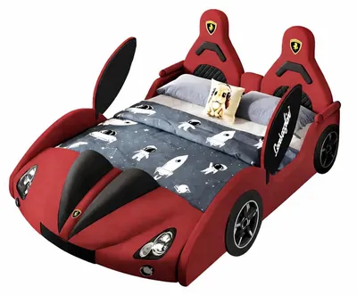 Image de Lit bébé rouge, voiture, LED, Bluetooth, lit pour garçons, Image générée par une IA