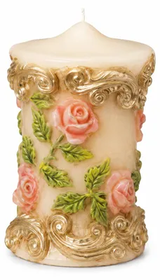 Produktbild von Zierkerze Rosenornament Creme 15,5 x 9,5 cm, KI-generiertes Bild