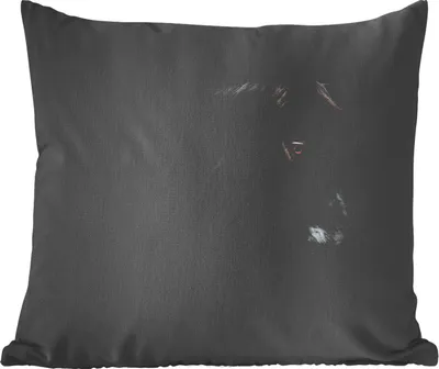 Produktbild von MuchoWow® Zierkissen Sofakissen Wohnzimmer Dekokissen 60x60 cm Pferd - Tier - Schwarz - Sitzfläche - Foto Polster