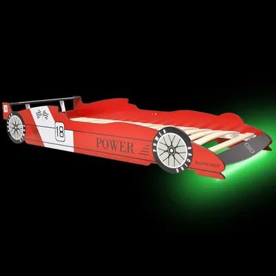 Produktbild von vidaXL Kinderbett mit LED im Rennwagen-Design 90 x 200 cm Rot