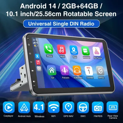 Obrázok produktu pre Autorádio s otočnou dotykou obrazovky – Bezdrôtové pripojenie CarPlay a Android Auto – 10,1 palca