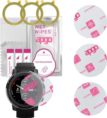 Produktbild von apgo 3 Stück Schutzglas, klar, kompatibel mit Amazfit Stratos 3 Smartwatch, Hybrid 8H, Ersatz für Hartglas, Displayschutzglas, Bildschirmschutz, Displayschutz, kratzfest
