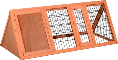 Produktbild von PawHut Kleintierstall 3-eckig Kleintierkäfig, Kleintiergehege mit Tür, Kleintierhaus, Meerschweinchenstall, Auslauf aus Tannenholz, Orange 118 x 50 x 45 cm