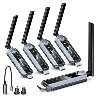 Zdjęcie produktu dla Odbiornik HDMI bezprzewodowy - rozdzielczość 1080p - zasięg 80 metrów - kolor szary