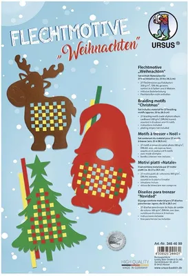 Produktbild von URSUS Flechtmotive „Weihnachten“, Bastelset für Kinder, Mehrfarbig