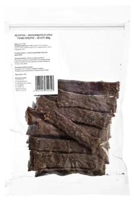 Image de PETITTO Bandes de viande monoprotéinée Élan - friandise pour chiens - 400 g