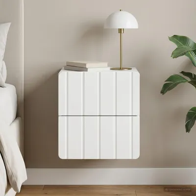 Produktbild von vidaXL Wandmontierter Nachttisch Weiß 33 x 34,5 x 43 cm Holzwerkstoff