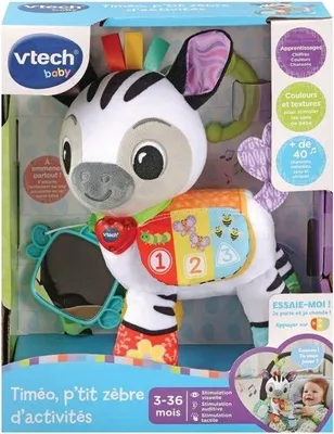Image de Peluche d'Activités Musicale VTECH BABY Timéo P'tit Zebre, 3-24 Mois, Blanche et Multicolore