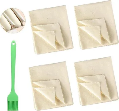 Produktbild von Bäckertücher für Brot 4 Stück 75 x 45 cm - Teiglappen Gärungsfolie Strudelblätter - Backzubehör für Brotbacken und Teigbereitung
